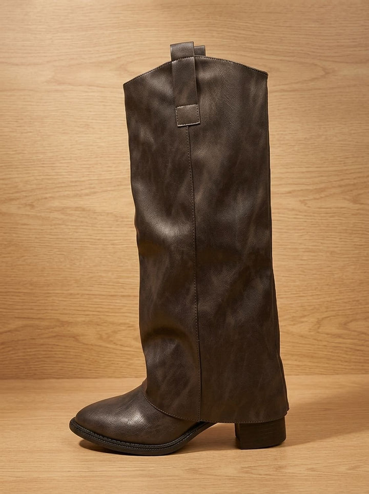 Ashlyn – Women's Pointed-Toe Leather-Look Knee-High Boots