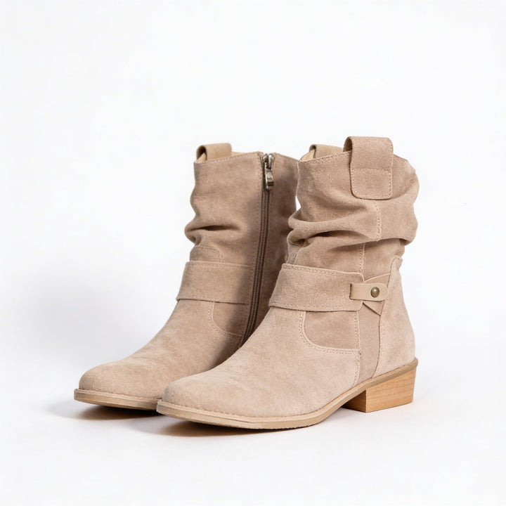 Charlize – Suede-Look Western Ankle Boots for Women