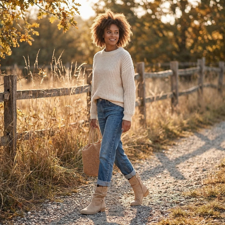 Charlize – Suede-Look Western Ankle Boots for Women