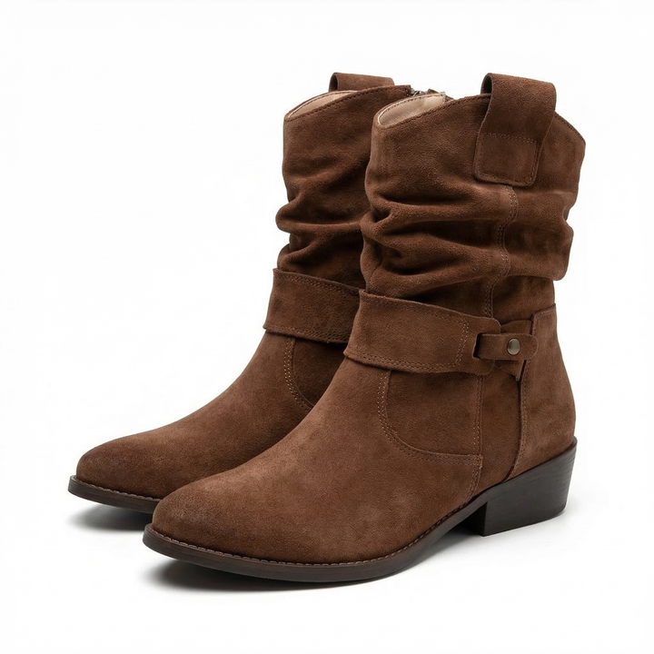 Charlize – Suede-Look Western Ankle Boots for Women