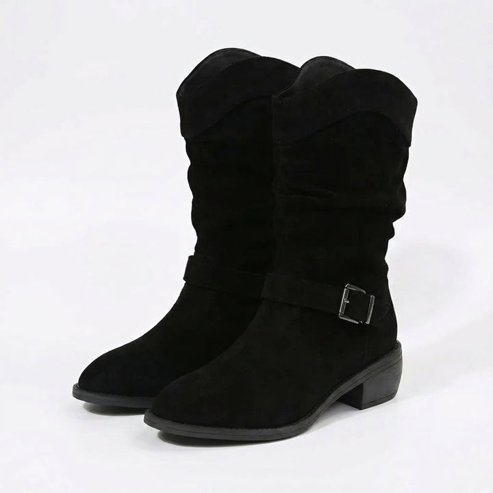 Charlize – Suede-Look Western Ankle Boots for Women