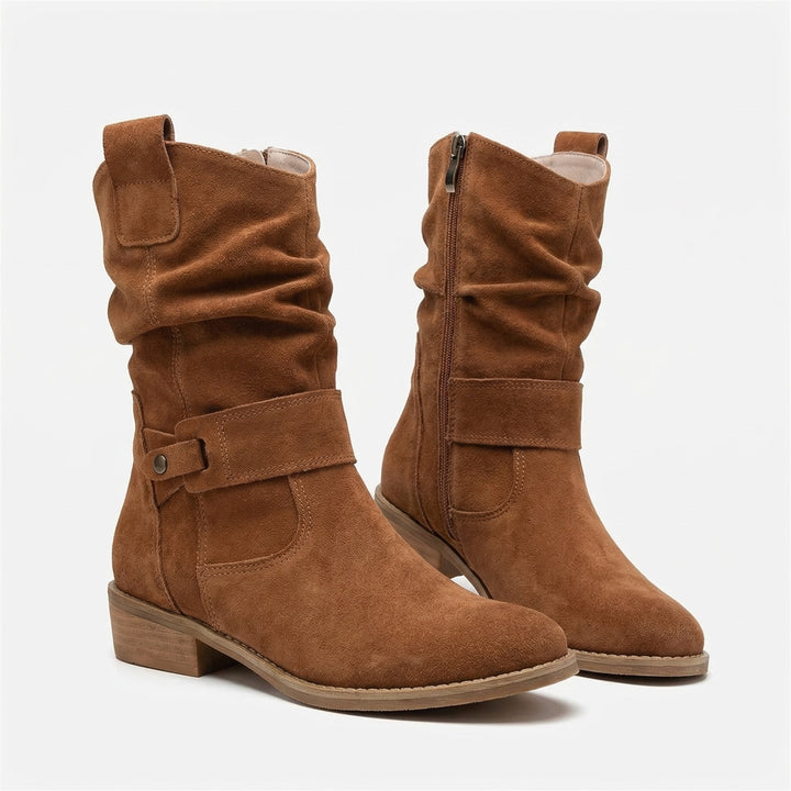 Charlize – Suede-Look Western Ankle Boots for Women