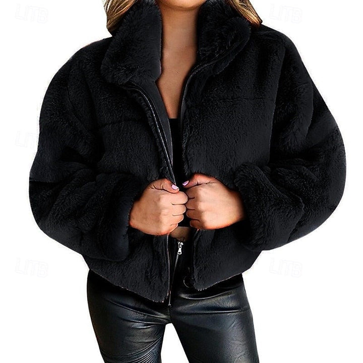 Fiorella – Zip-Up Cropped Teddy Jacket for Women