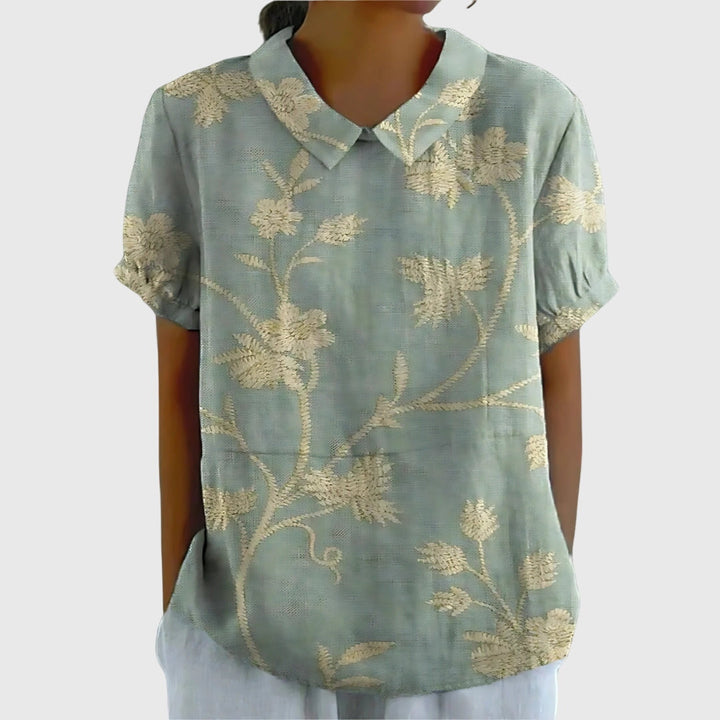 Madison – Flowy Floral Blouse with Short Sleeves