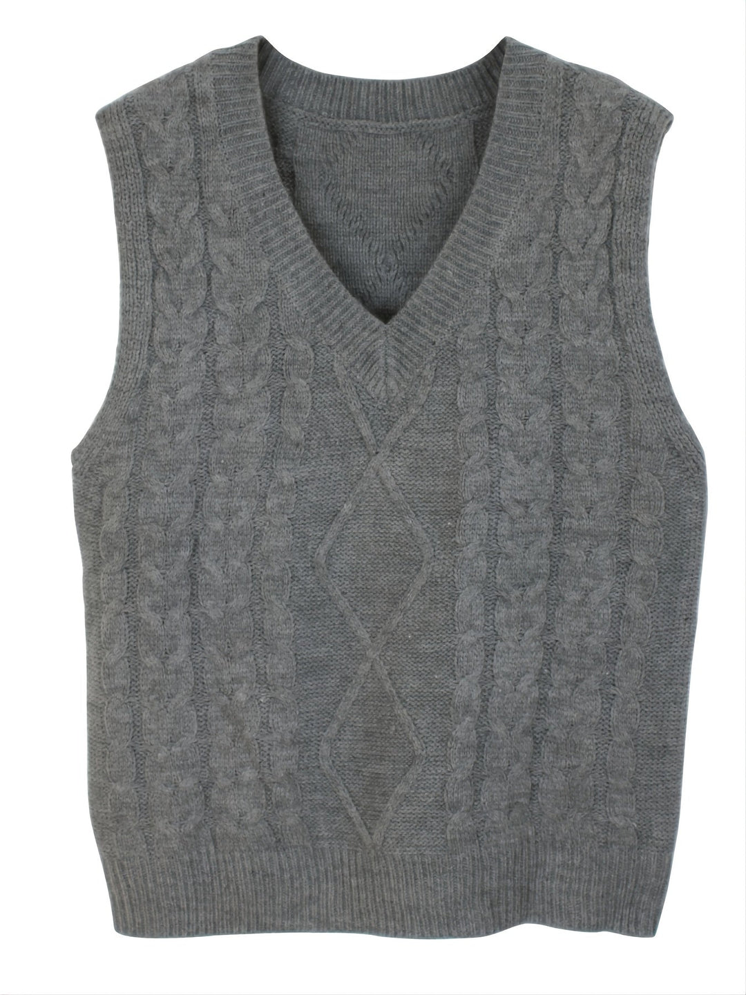 Gwendolen – Cable-Stitch V-Neck Sweater Vest for Women