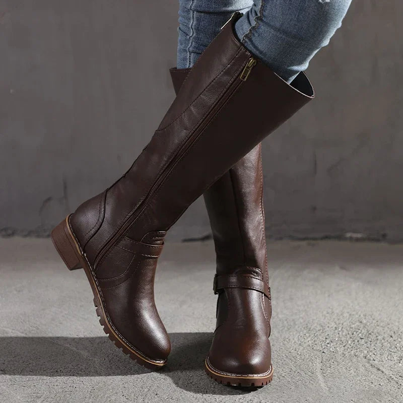 Bethel – Women's Side Zip Riding Boots with Ankle Buckle