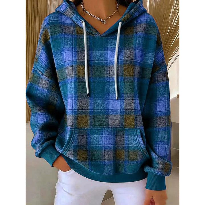 Malvina – Checked Kangaroo-Pocket Hoodie for Women