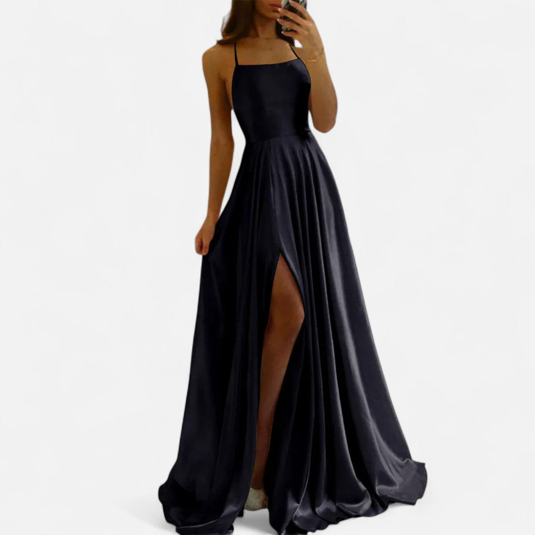 Matilda – Square Neck Tie-Back Formal Maxi Dress