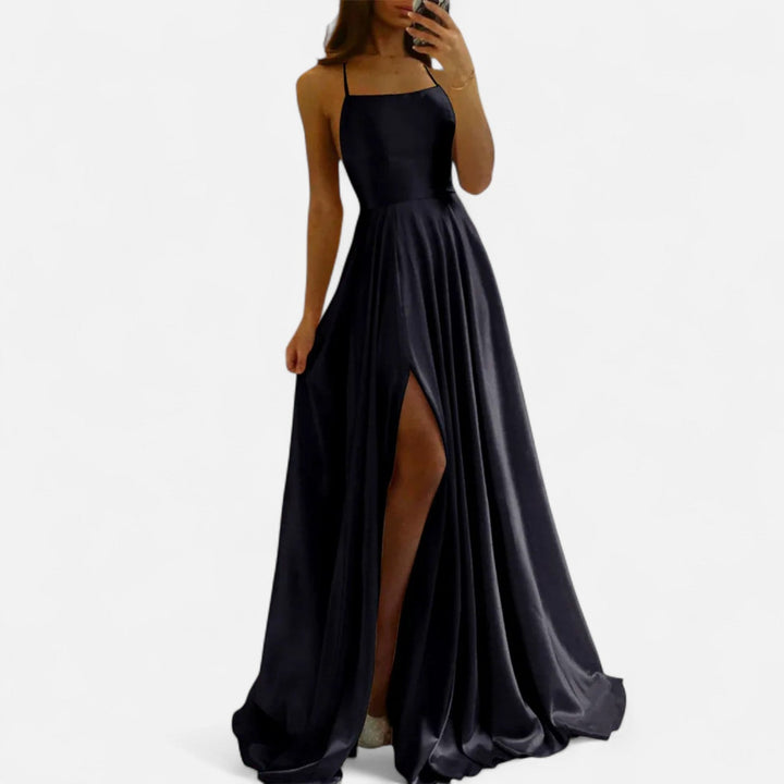 Matilda – Square Neck Tie-Back Formal Maxi Dress