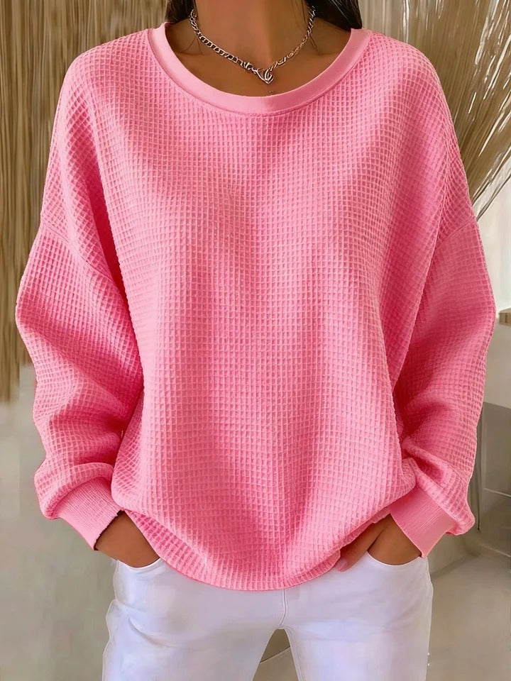 Brenna – Women's Oversized Waffle Crewneck Sweater