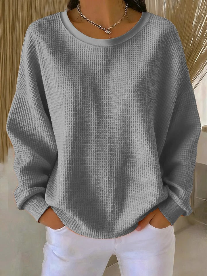 Brenna – Women's Oversized Waffle Crewneck Sweater