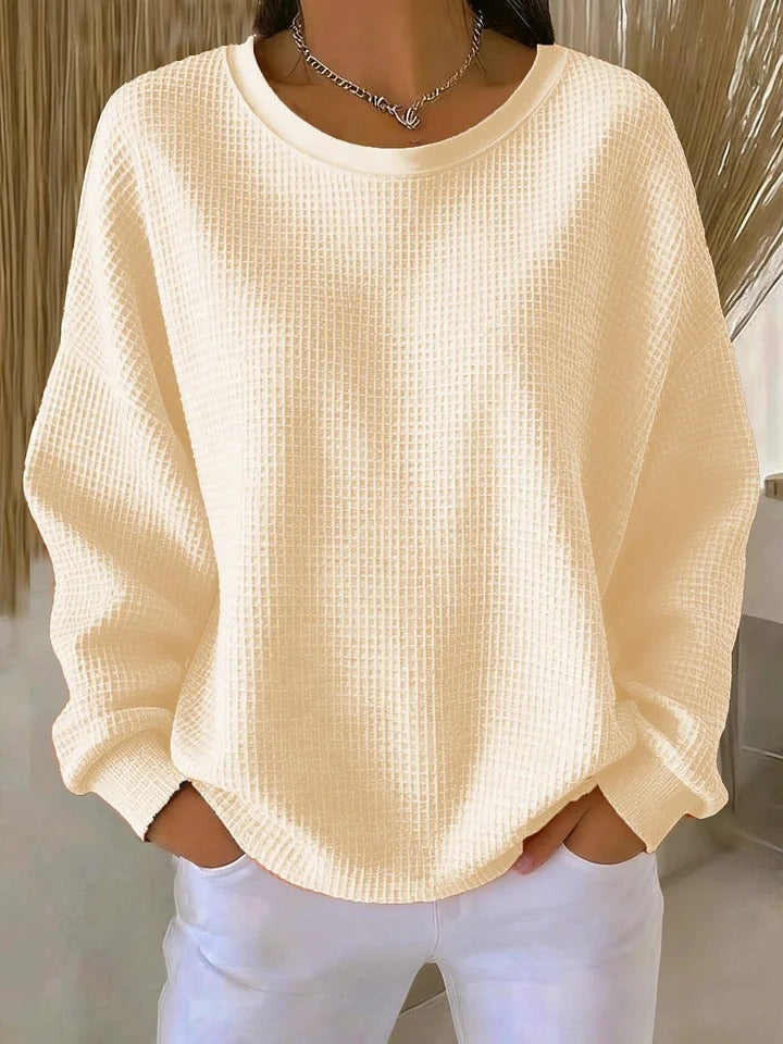 Brenna – Women's Oversized Waffle Crewneck Sweater