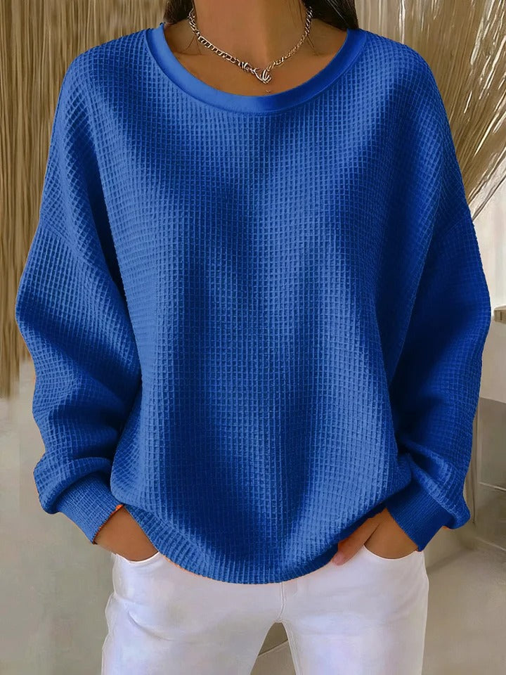 Brenna – Women's Oversized Waffle Crewneck Sweater
