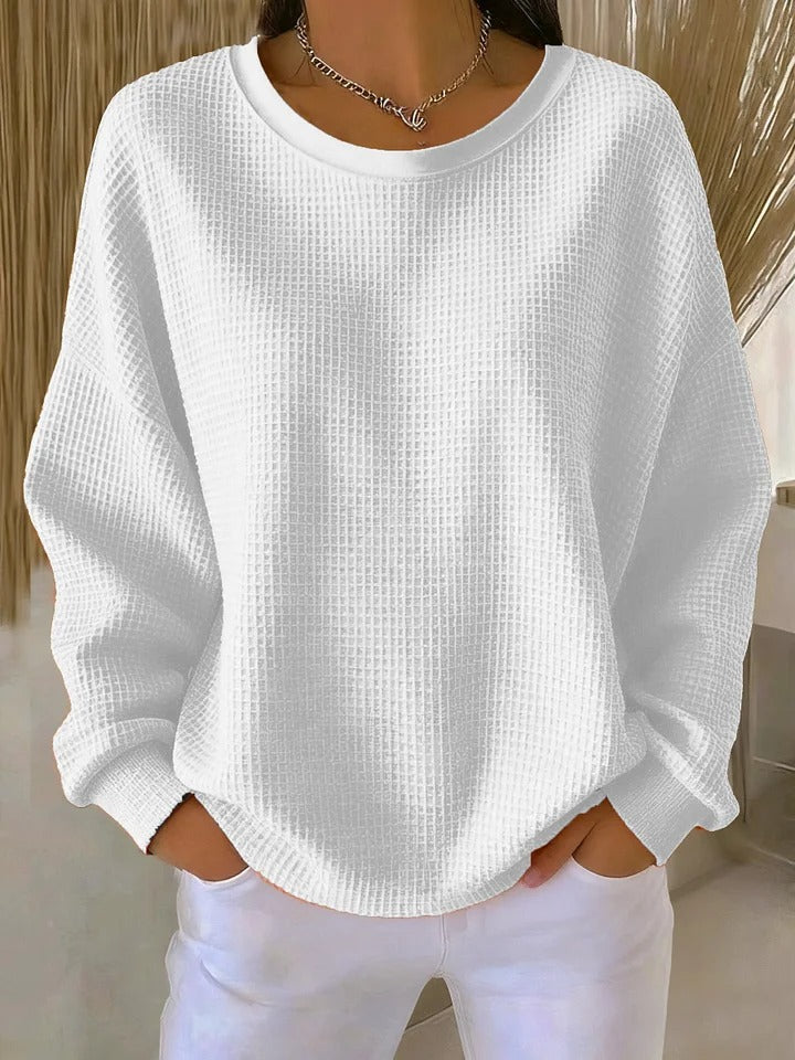 Brenna – Women's Oversized Waffle Crewneck Sweater