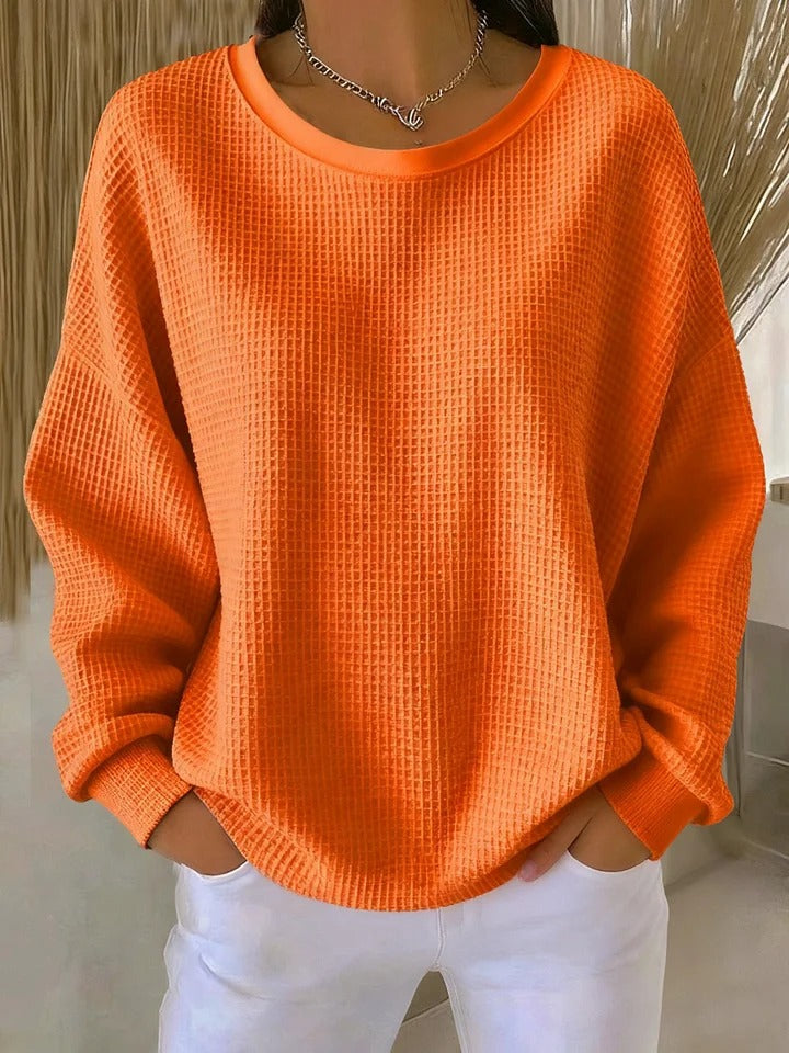 Brenna – Women's Oversized Waffle Crewneck Sweater