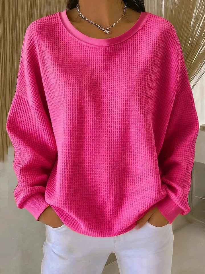 Brenna – Women's Oversized Waffle Crewneck Sweater