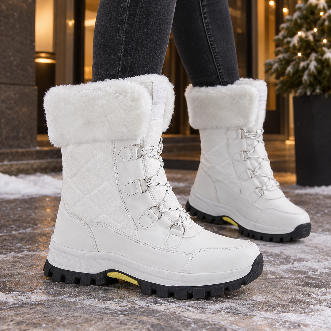 Bridgette – Women's Quilted Snow Boots with Plush Fold-Over Cuff