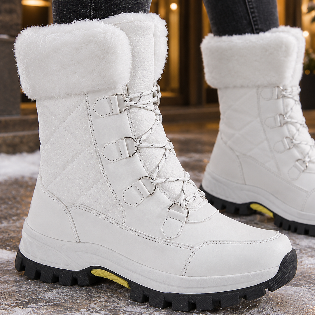 Bridgette – Women's Quilted Snow Boots with Plush Fold-Over Cuff