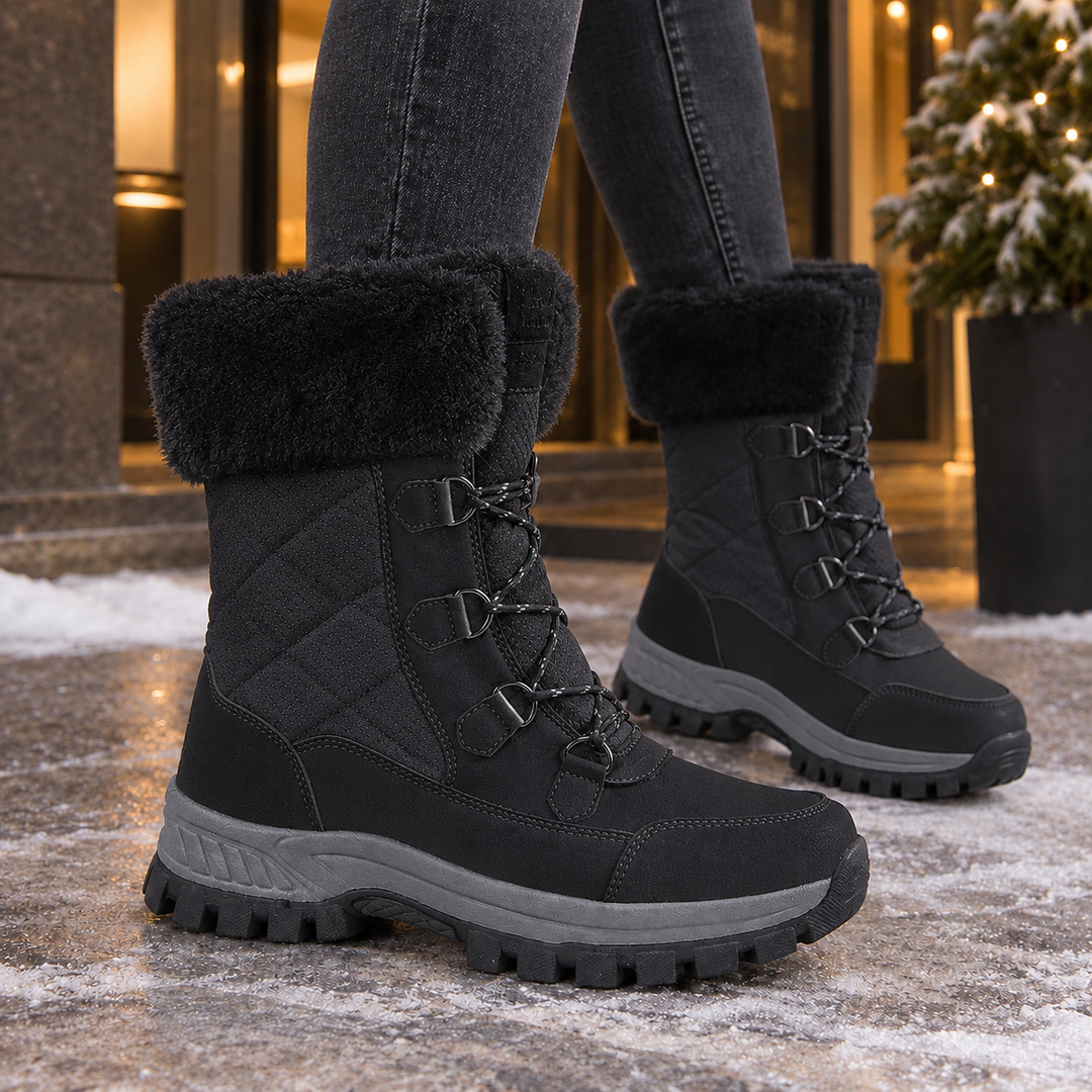Bridgette – Women's Quilted Snow Boots with Plush Fold-Over Cuff