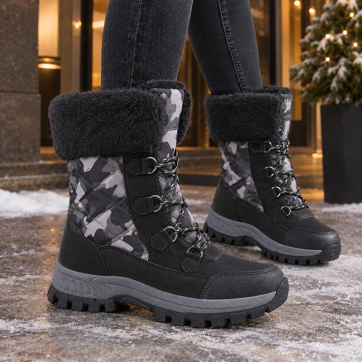 Bridgette – Women's Quilted Snow Boots with Plush Fold-Over Cuff