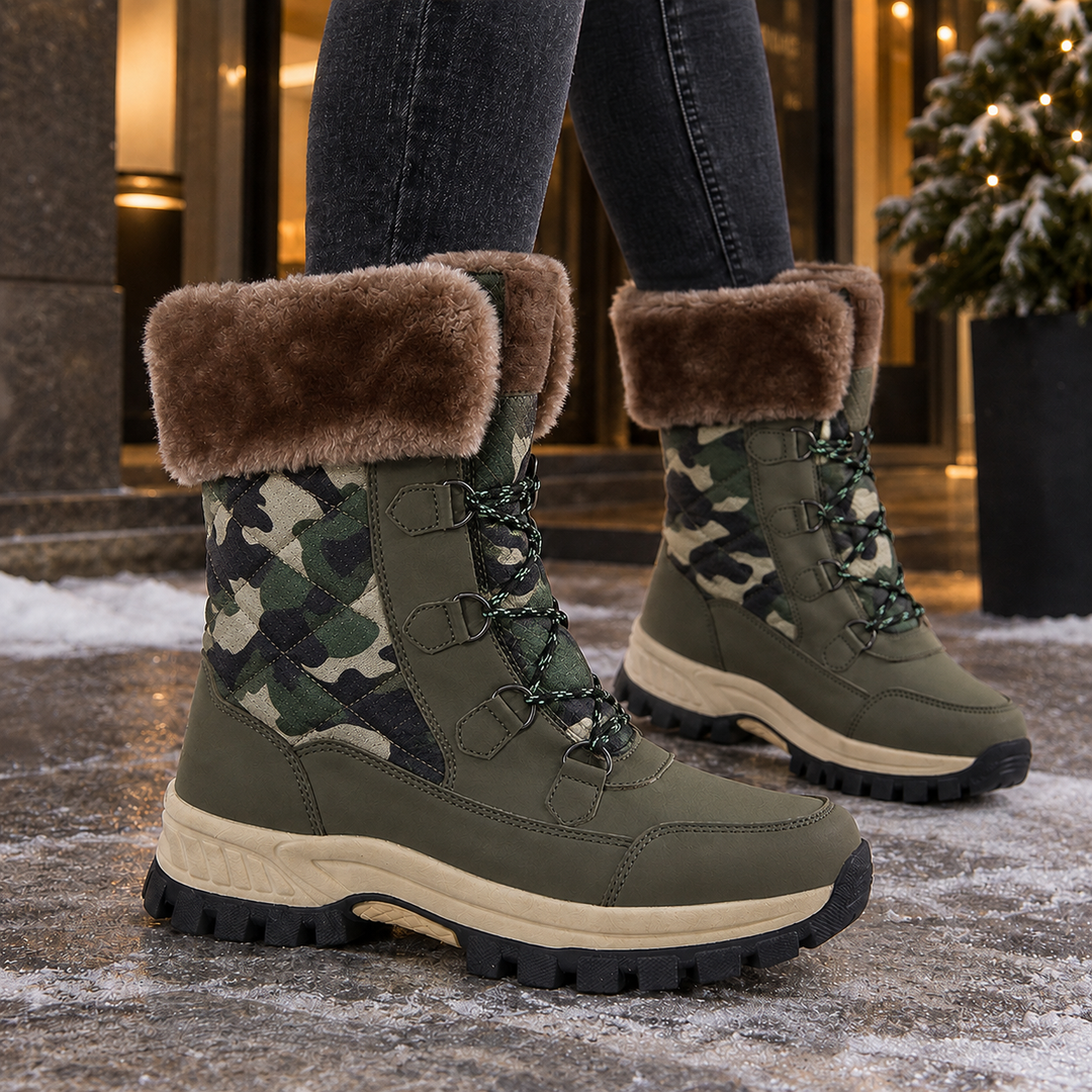 Bridgette – Women's Quilted Snow Boots with Plush Fold-Over Cuff