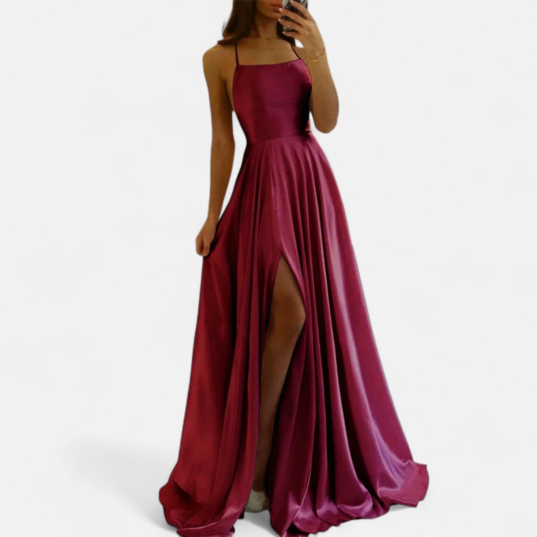 Matilda – Square Neck Tie-Back Formal Maxi Dress