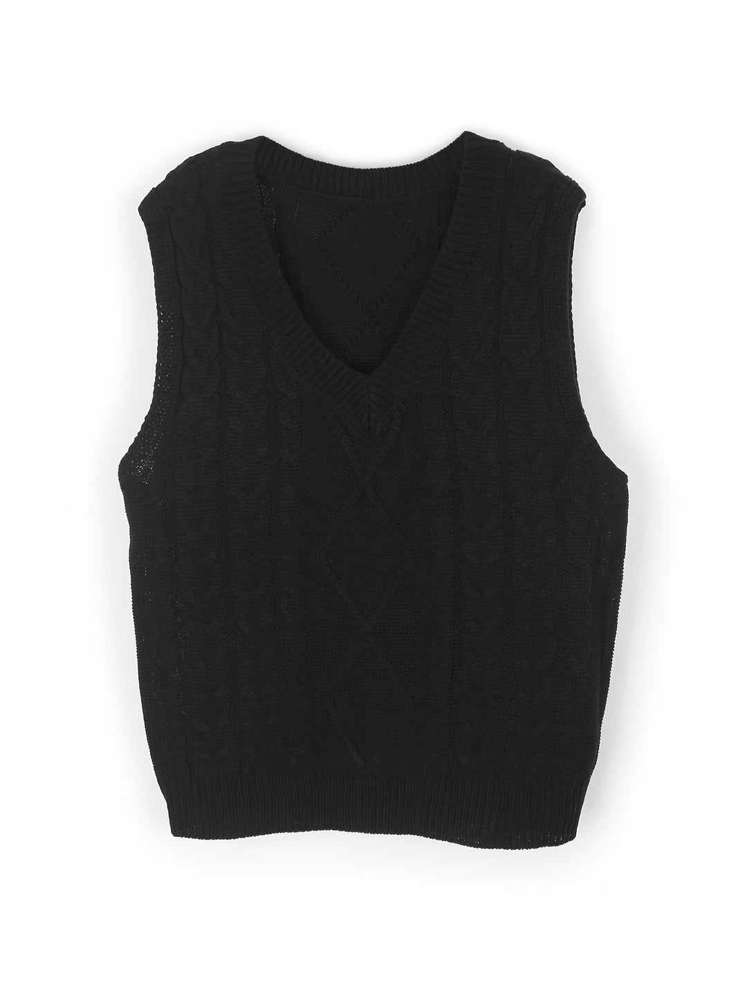 Gwendolen – Cable-Stitch V-Neck Sweater Vest for Women