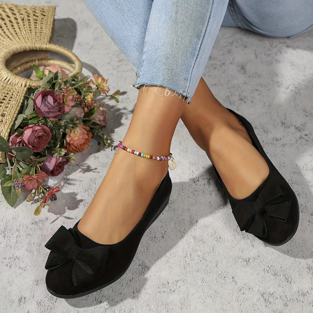 Gloria – Chic Slip-On Ballet Flats with Bow Detail