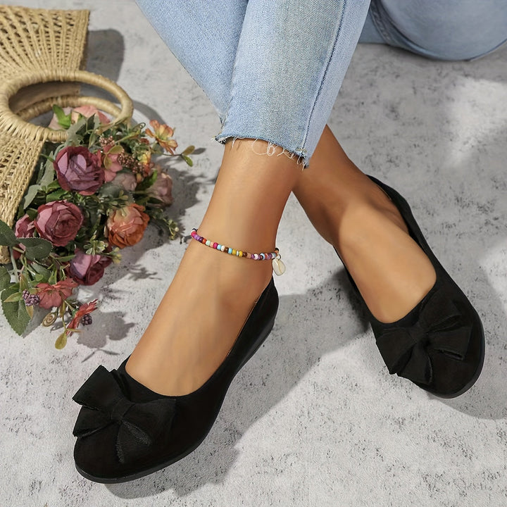 Gloria – Chic Slip-On Ballet Flats with Bow Detail