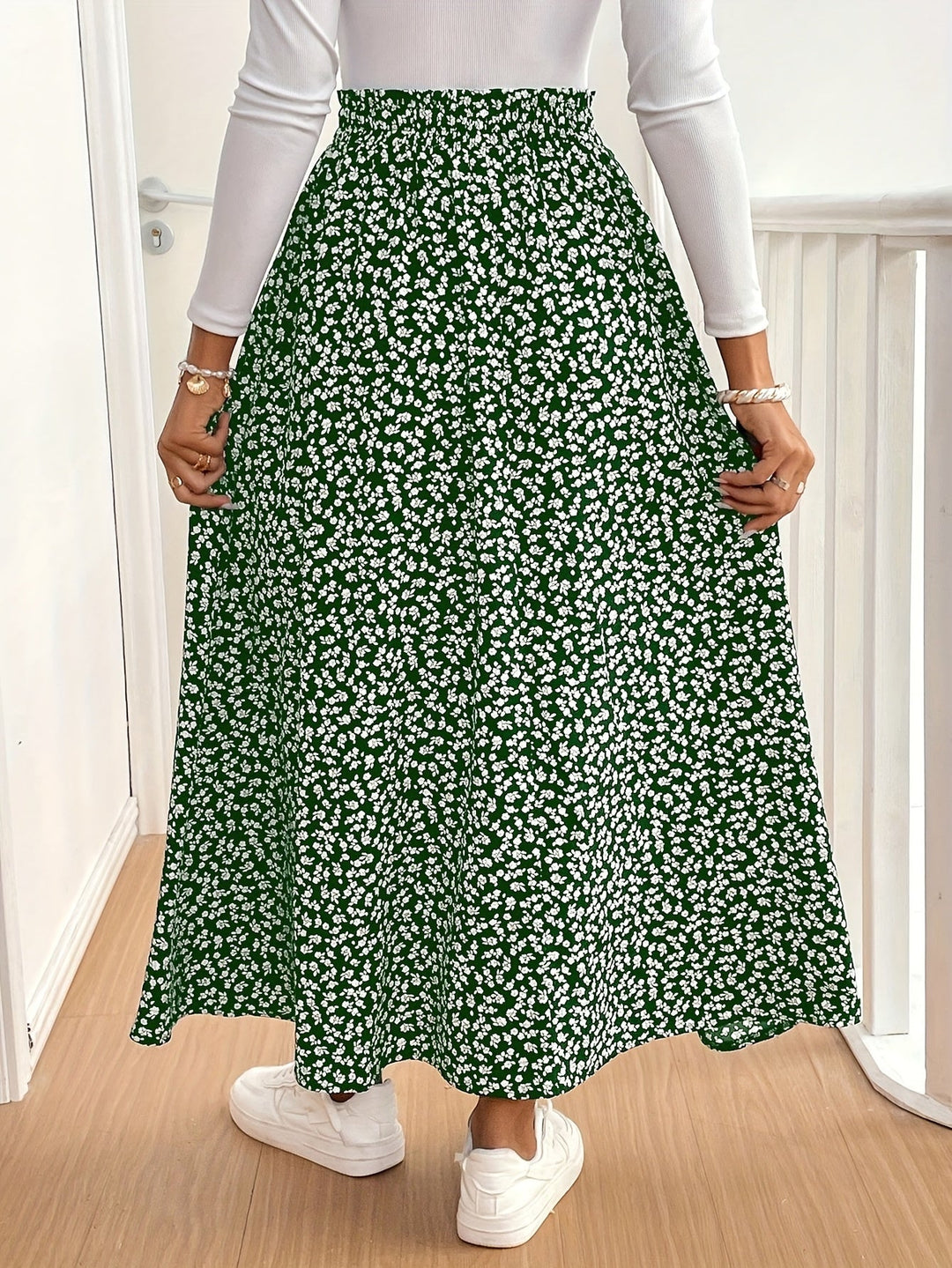 Tabitha – Ditsy Floral Maxi Skirt with Side Slit