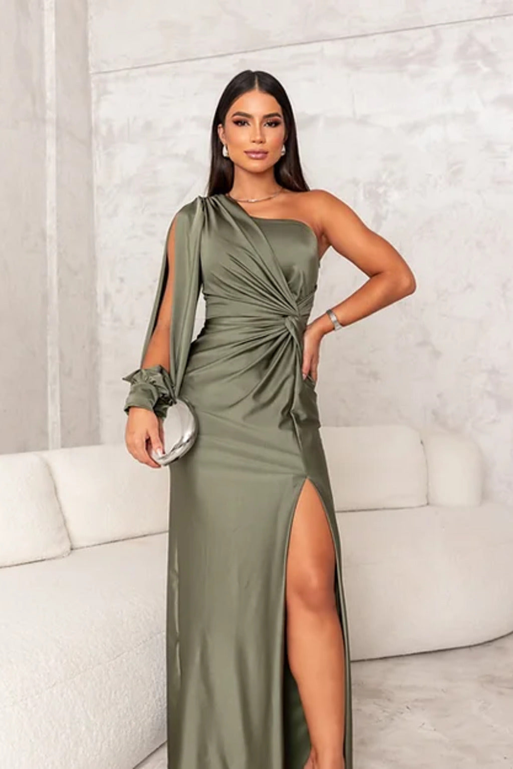Demi – Draped Maxi Dress for Fall Wedding