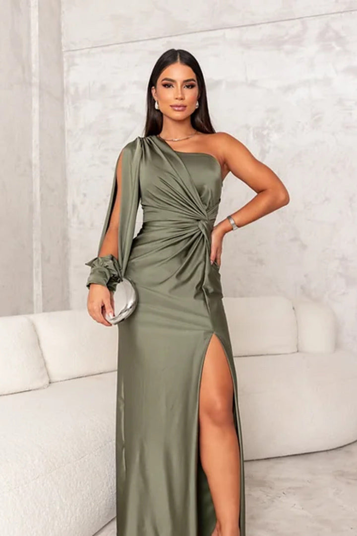 Demi – Draped Maxi Dress for Fall Wedding