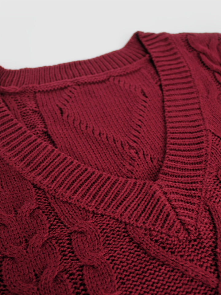 Gwendolen – Cable-Stitch V-Neck Sweater Vest for Women