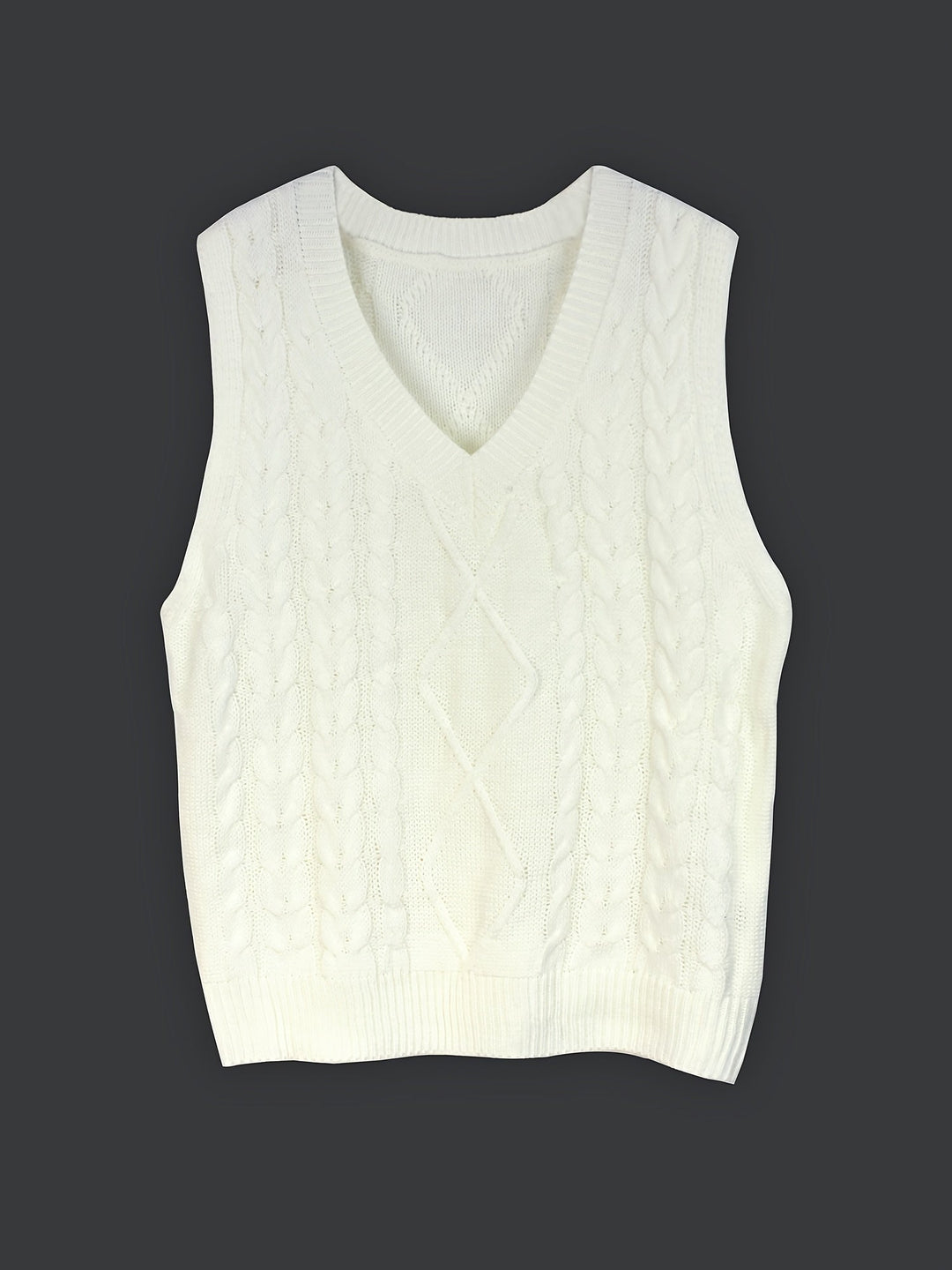 Gwendolen – Cable-Stitch V-Neck Sweater Vest for Women