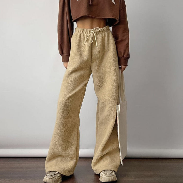 Cali – Women's Teddy Wide Leg Sweatpants with Drawstring