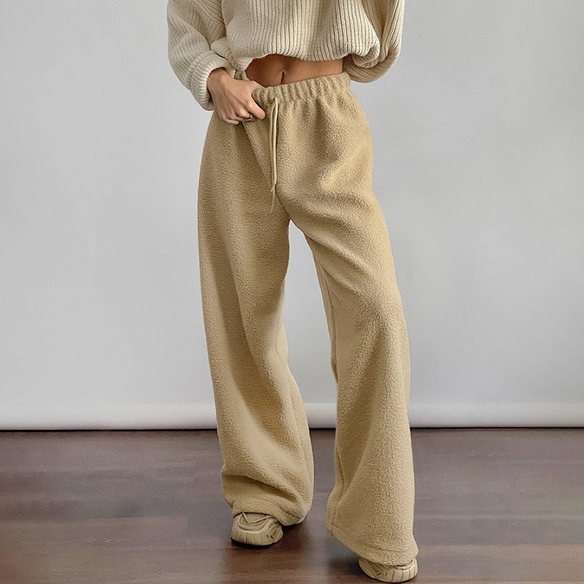 Cali – Women's Teddy Wide Leg Sweatpants with Drawstring
