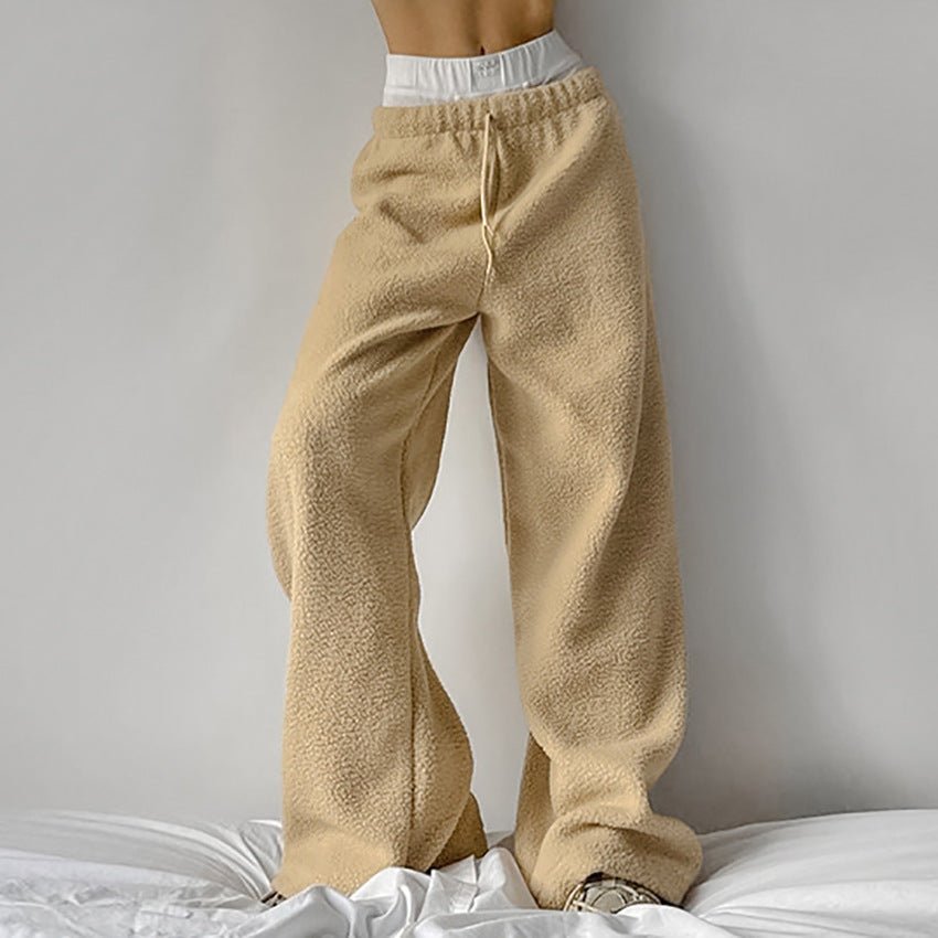 Cali – Women's Teddy Wide Leg Sweatpants with Drawstring