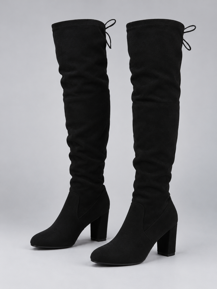 Carrie – Women's Suede-Look Block Heel Over-the-Knee Boots