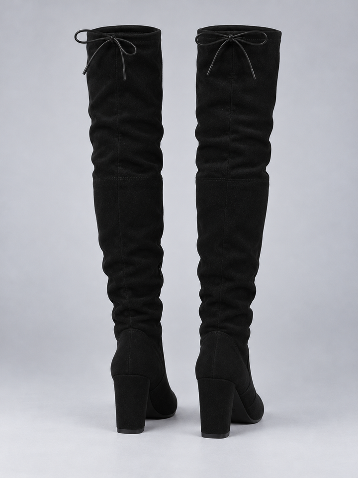 Carrie – Women's Suede-Look Block Heel Over-the-Knee Boots