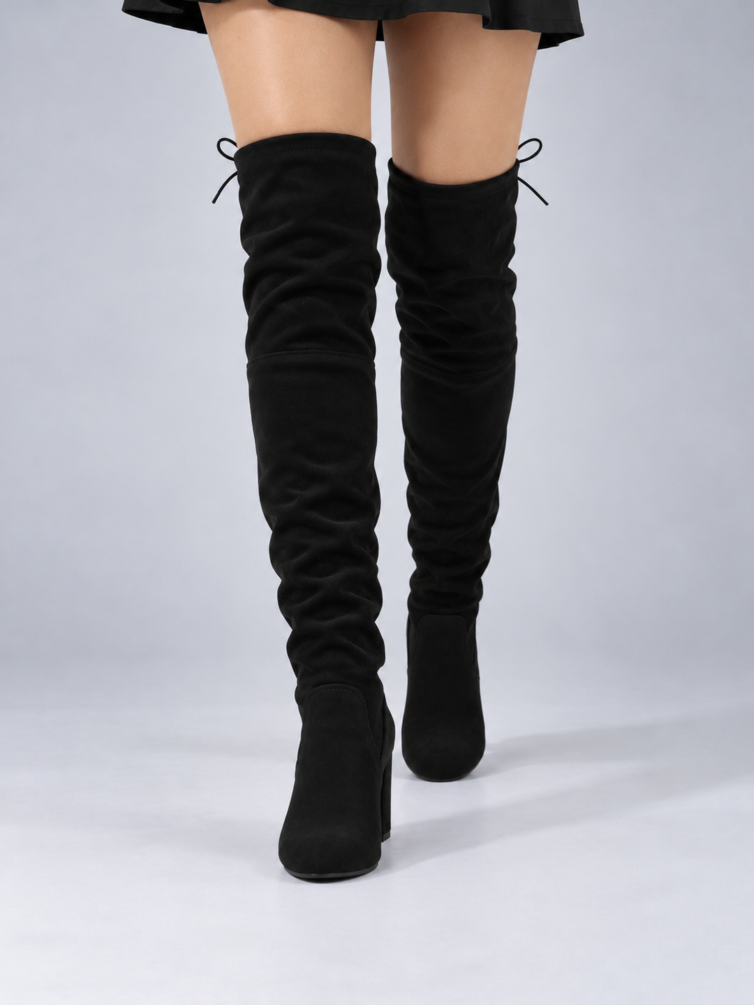 Carrie – Women's Suede-Look Block Heel Over-the-Knee Boots