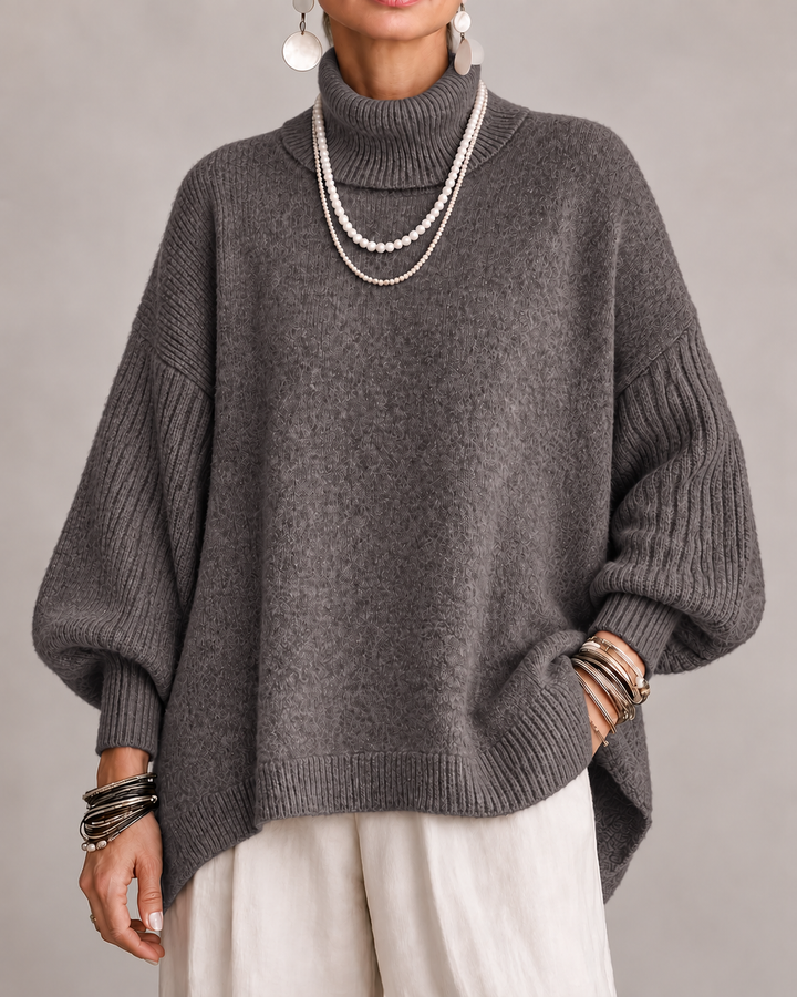 Casey – Women's Oversized Balloon Sleeve Turtleneck Sweater