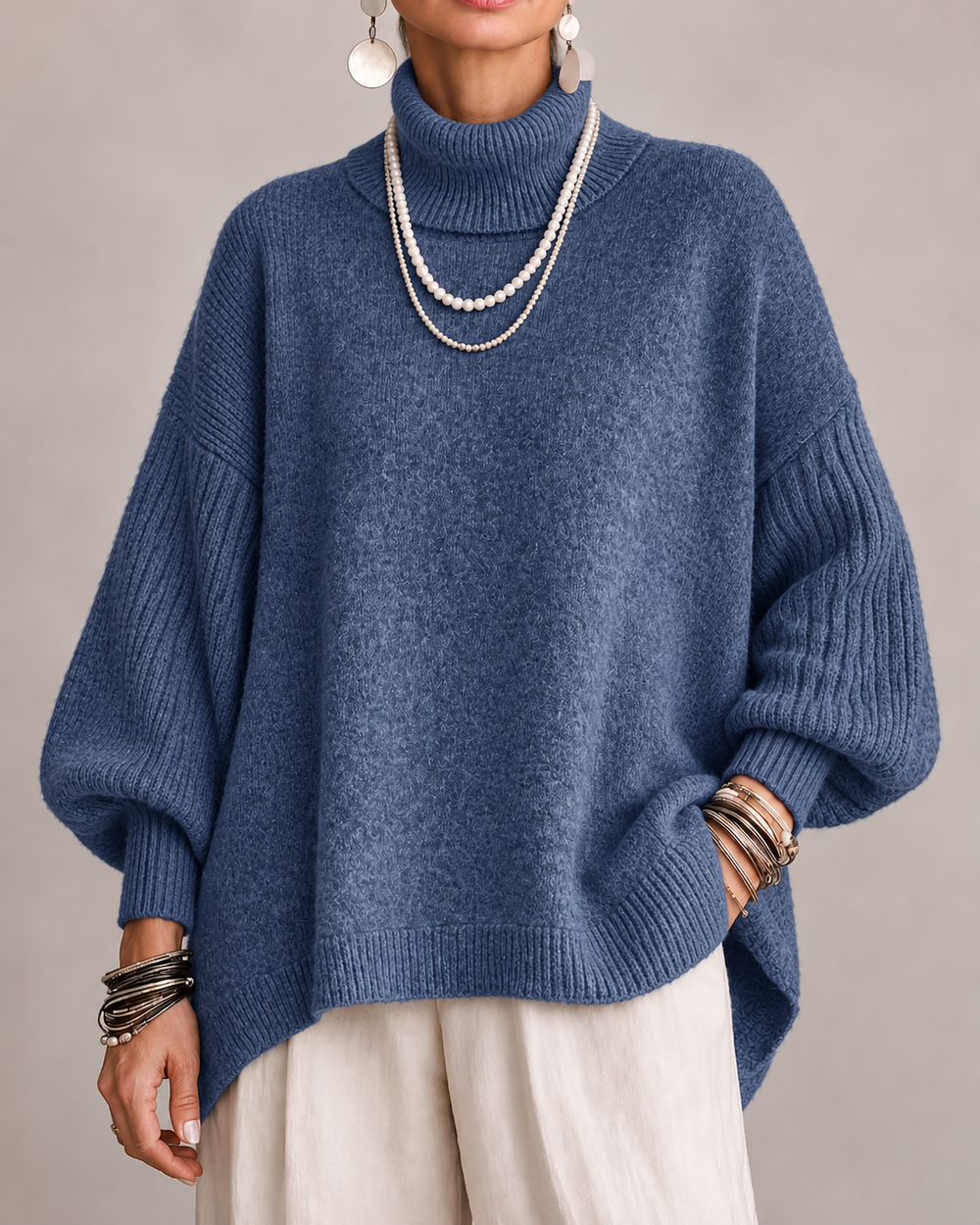 Casey – Women's Oversized Balloon Sleeve Turtleneck Sweater