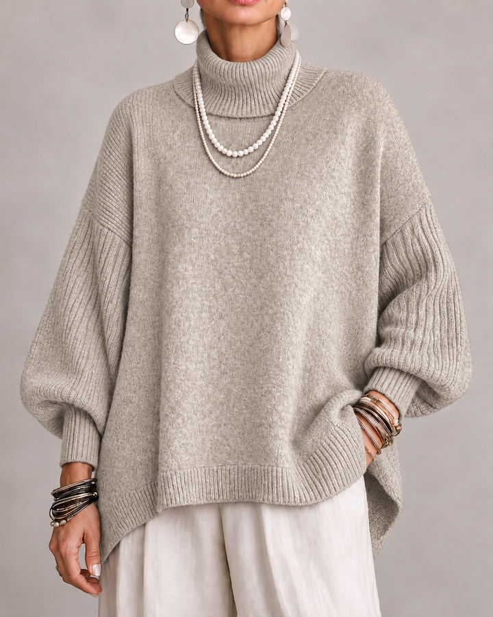 Casey – Women's Oversized Balloon Sleeve Turtleneck Sweater