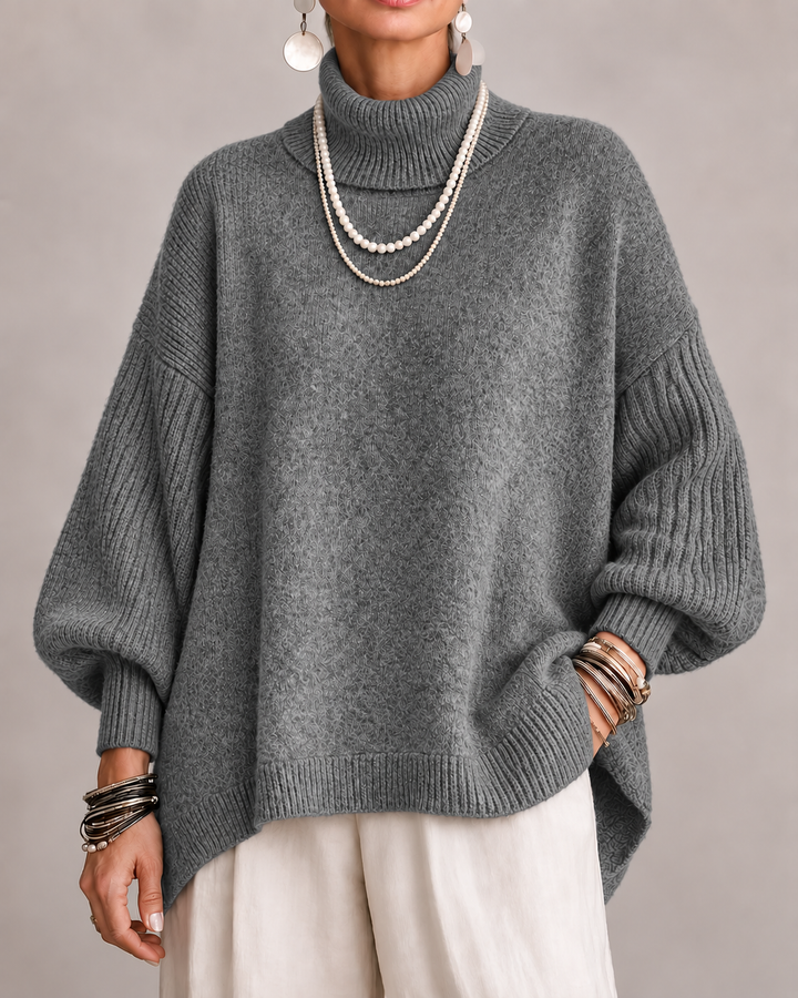 Casey – Women's Oversized Balloon Sleeve Turtleneck Sweater
