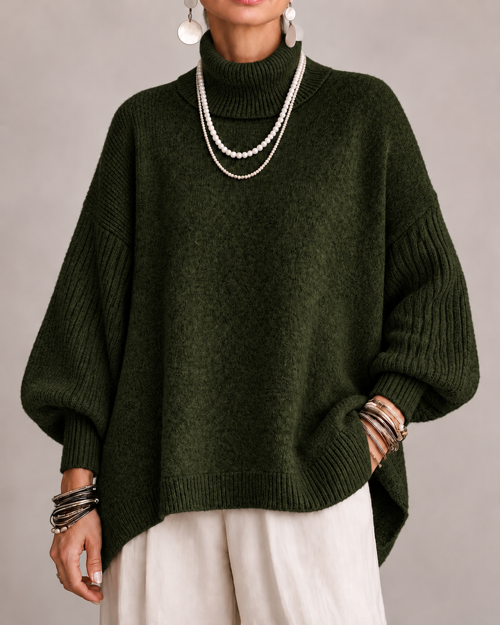 Casey – Women's Oversized Balloon Sleeve Turtleneck Sweater