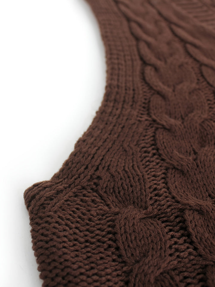 Gwendolen – Cable-Stitch V-Neck Sweater Vest for Women