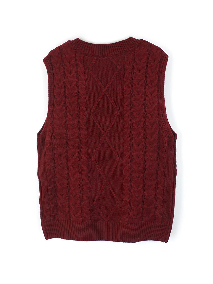 Gwendolen – Cable-Stitch V-Neck Sweater Vest for Women