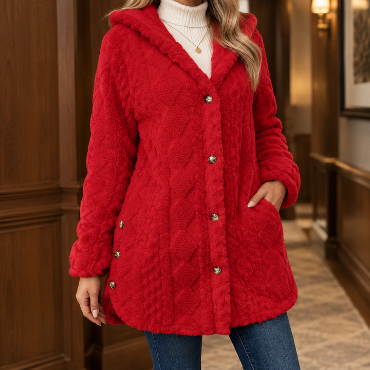 Charlie – Women's Hooded Button-Front Teddy Jacket