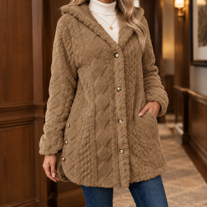 Charlie – Women's Hooded Button-Front Teddy Jacket
