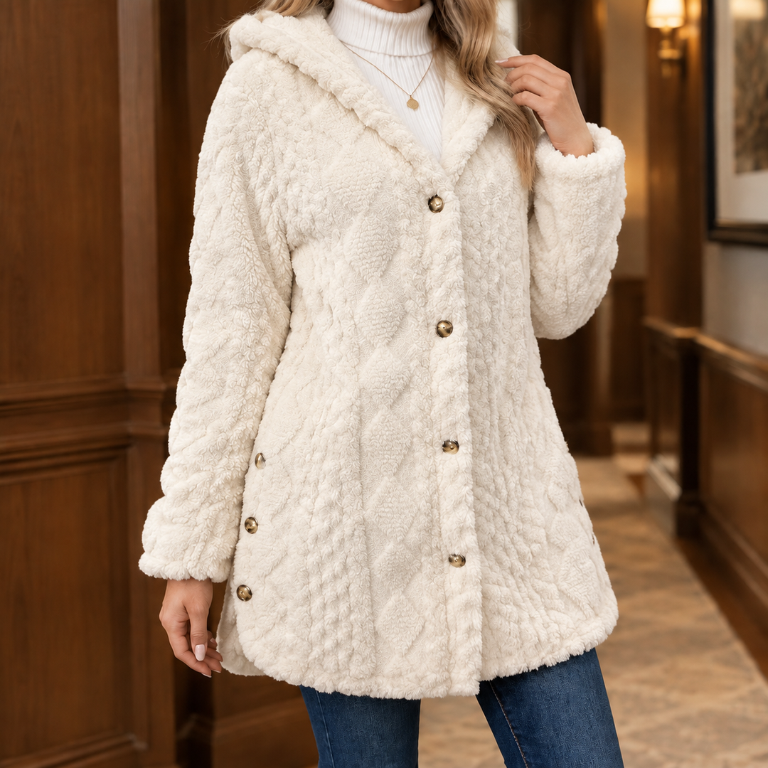 Charlie – Women's Hooded Button-Front Teddy Jacket
